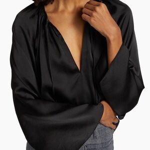 Frame Denim Black Satin Blouse